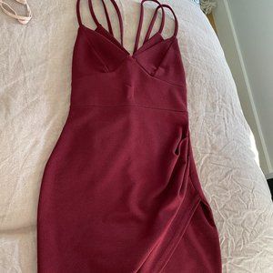 PrettyLittleThing Burgundy Double Strap Bodycon Dress